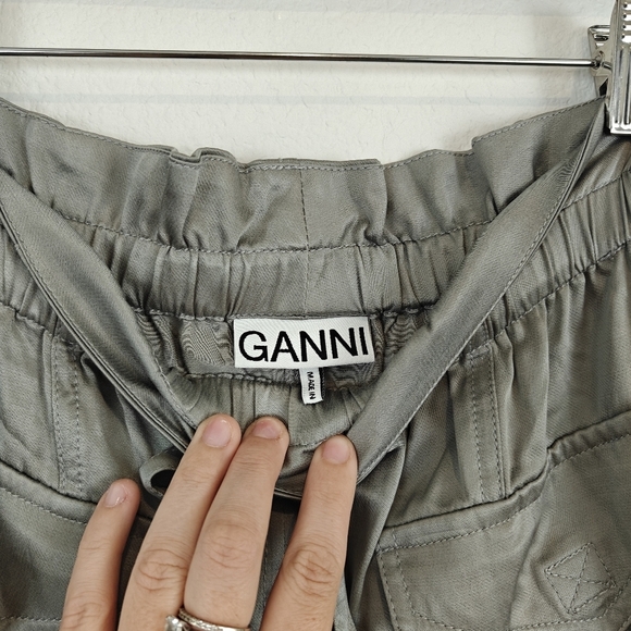 GANNI NWOT Frost Grey Washed Satin Trousers Relaxed Fit Size 2 Women's - Picture 11 of 15